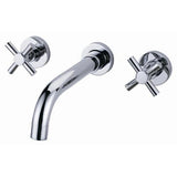 Wall Mount Double Cross Handle Bathroom Vanity Sink Faucet in Polished Chrome