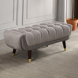 Modern Entryway Bench Gray Velvet Upholstered Ottoman Bench for End of Bed