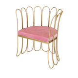 Pink Velvet Upholstered Accent Chair in Gold Legs Accent Chair