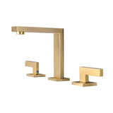 Widespread Brushed Gold Bathroom Sink Faucet Double Handle Solid Brass