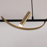 Lumière île linéaire de bronze moderne Lumière pendante en spirale unique pour salle à manger