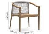 7-teiliges Teakholz-Esszimmerset für den Außenbereich, runder Esstisch aus Holz mit 6 Stühlen in Natur