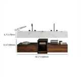 59" Floating White & Brown Bathroom Vanity Set with Double Sink Two Shelves