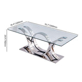 79" Contemporary Rectangle Tempered Glass Top Dining Table