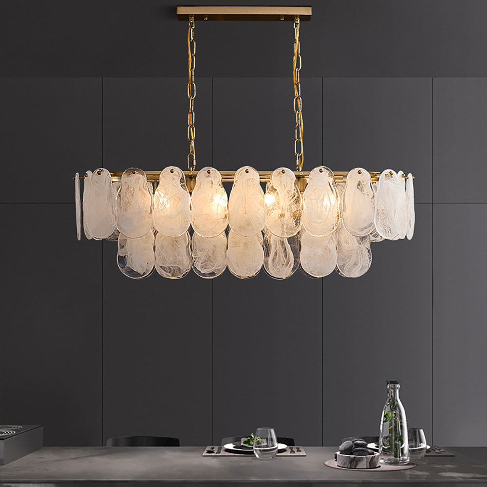 Postmodern Multi-Tier Cloud Glass Pendant Light Kitchen Island Light Adjustable Chain