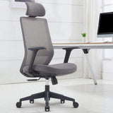Silla de oficina transpirable gris minimalista tapizada en altura ajustable