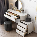 شملت الخزانة الحديثة 5-Drawer White Makeup Ganity Table مرآة وخزانة جانبية