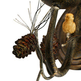 Rustikaler Kiefernzapfen-Zweig-Vogel, der Stoffschirm hockt, 1-Licht-Innenwandlampe