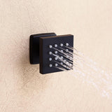 Chorro de ducha con rociador corporal de 16 boquillas, ajustable, montado en la pared, cuadrado, de una sola función, en negro mate