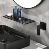 Modern Waterfall Wall Mounted Bathroom Sink Faucet Single Handle in Black