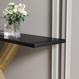 Black & Gold Narrow Console Table Accent Table For Entryway X Base Metal in Small