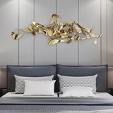Modern Abstract Wavy Lines Stainless Steel Wall Decor Irregular Art in Gold