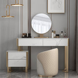 Ensemble de vanité de maquillage blanc moderne avec haut en pierre et miroir et tabouret et tabouret inclus