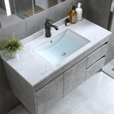 36" Floating Bathroom Vanity with Faux Marble Vessel Sink Wall Mounted