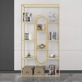 Modern Gold Bookshelf Freestanding Shelves Wood & Metal Open Bookcase