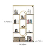 Modern Gold Bookshelf Freestanding Shelves Wood & Metal Open Bookcase-Bookcases &amp; Bookshelves,Furniture,Office Furniture