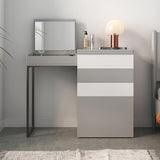 Gray Makeup Vanity with Mirror Foldable Dressing Table with Stool & Hidden Drawer