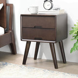 Nordic Wood Nightstand with 2 Drawers Small Bedside Table with Storage, Natrual