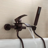 Milly Modern Waterfall Wall Mount Mount Mount Frotted Bronze Bub Bumpt Faucet & Handshower