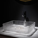 Glas-Rechteck-transparentes Waschbecken-Waschbecken-Designs für Badezimmer-Raum