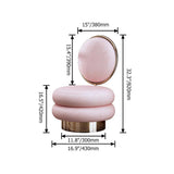 Pink Velvet Vanity Stool With Back Round Tufted Accent Chair Rose Gold