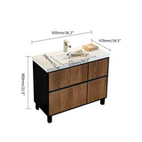 Freistehender 36-Zoll-Badezimmer-Waschtisch mit Waschbecken Rustikaler Einzelwaschbecken-Waschtisch mit Schubladen