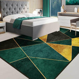 Green Black and Gold Modern GeoMetram Rectangle Indoor Area Rapier 5'X7 '