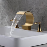 Grifo para lavabo de baño con manija de palanca extendida Mooni Waterfall en dorado brillante