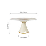 Mesa de comedor con tapa de piedra redonda blanca Mesa de comedor con pedestal con marco de acero inoxidable dorado