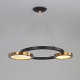 Lámpara colgante LED de araña circular moderna en negro y dorado