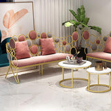 Sofá de dos plazas tapizado en terciopelo rosa Sofá de metal con patas doradas 57.1"
