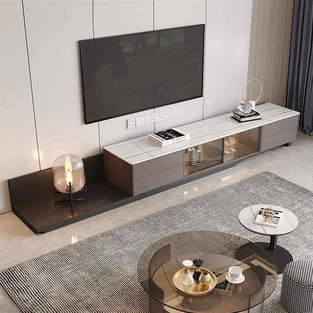 Italian Style Retractable TV Stand with 4 Drawers & LED Light-Richsoul-Furniture,Living Room Furniture,TV Stands
