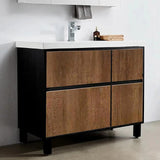 36" Free-Standing Bathroom Vanity with Sink Rustic Single Sink Vanity with Drawers