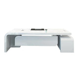 L-shaped Modern Executive Desk with Ample Storages Right Hand in White