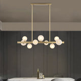 Blanc Globe Shade 12-Light Linear Island Light in Gold