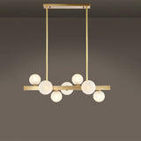 Blanc Globe Shade 12-Light Linear Island Light in Gold