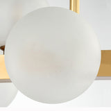 White Globe Shade 12-Light Linear Island Light in Gold