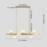 White Globe Shade 12-Light Linear Island Light in Gold