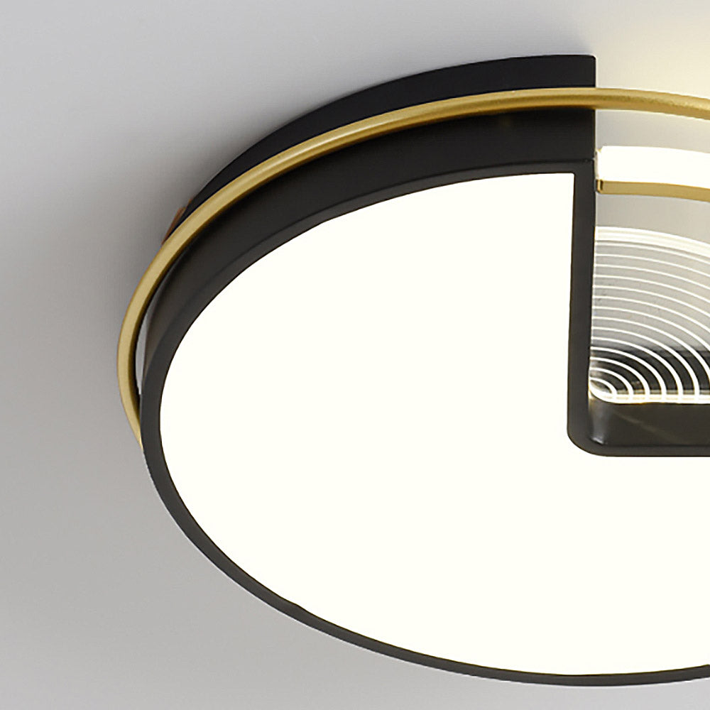 Modern Round White & Gold & Black LED Flush Ceiling Mount Light