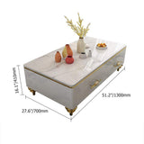 51.2" Modern Marble Coffee Table & Storage Drawers Gold Stainless Steel Legs-Richsoul-Coffee Tables,Furniture,Living Room Furniture