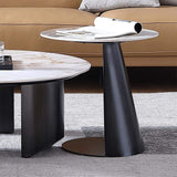 Contemporary Round Stone-top Coffee Table & Side Table Set of 2 with Marble Look-Richsoul-Coffee Tables,Furniture,Living Room Furniture