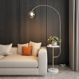 Modern End Table Arc Floor Lamp with Wireless Charger & USB Charging Port