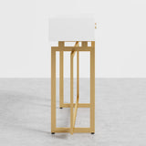 Schmaler 40-Zoll-Konsolentisch mit Schubladen, weißer Eingangstisch mit Metallbeinen