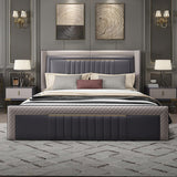 إطار سرير منصة Cal King المنجدة الحديثة مع اللوح الأمامي للجناح
