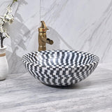 Vessel Circular Natural Stone Bathroom Wash Sink Bowl Shape Mosaic Design