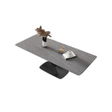 47.2" Modern Rectangle Stone Top Dining Table with Carbon Steel Base
