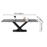 47.2" Modern Rectangle Stone Top Dining Table with Carbon Steel Base