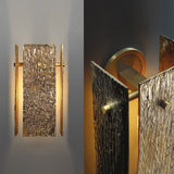 真鍮に樹皮のテクスチャを備えた1照明長方形の壁壁