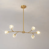 Modern Brass 12-Light Branching Crystal Chandelier for Living Room and Dining Room