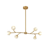 Modern Brass 12-Light Branching Crystal Chandelier for Living Room and Dining Room